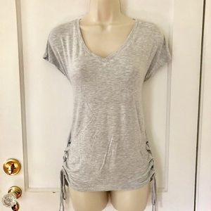 Neiman Marcus Heather Gray T shirt Dex string New Top